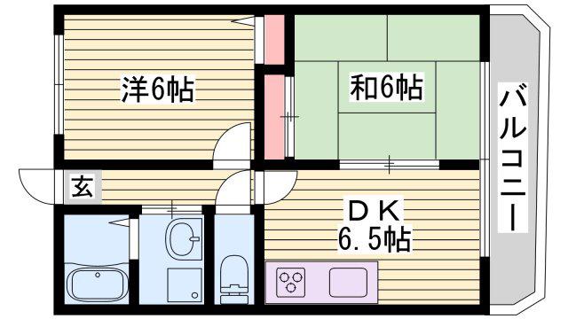 リバーサイド香呂(2DK/2階)の間取り写真