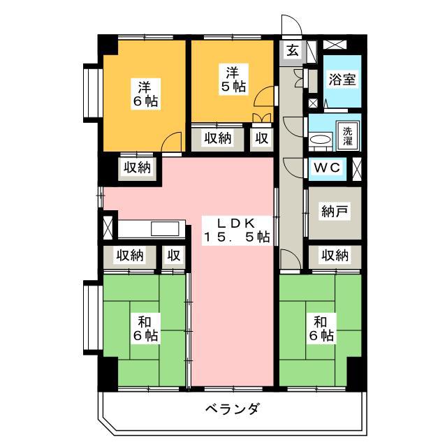 サンライズ長丘(4LDK/2階)の間取り写真