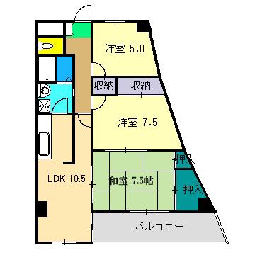 第II瀬戸ハイツ(3LDK/4階)の間取り写真