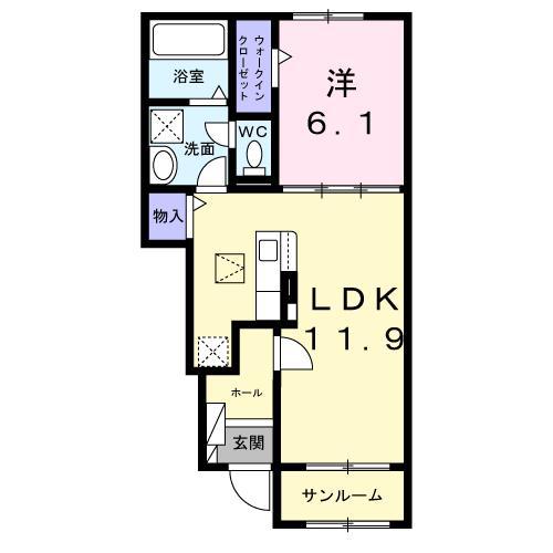 グランテラス V(1LDK/1階)の間取り写真