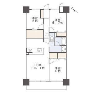 アルファスマート西国分Ⅱ(3LDK/10階)の間取り写真