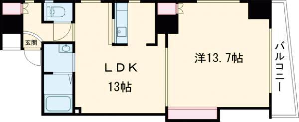 159ビル(ワンルーム/1階)の間取り写真