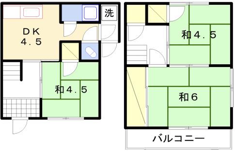 メゾン吉田 南棟(3DK/1階)の間取り写真
