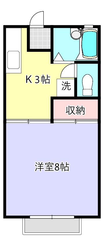 レジデンス甲斐(1K/1階)の間取り写真