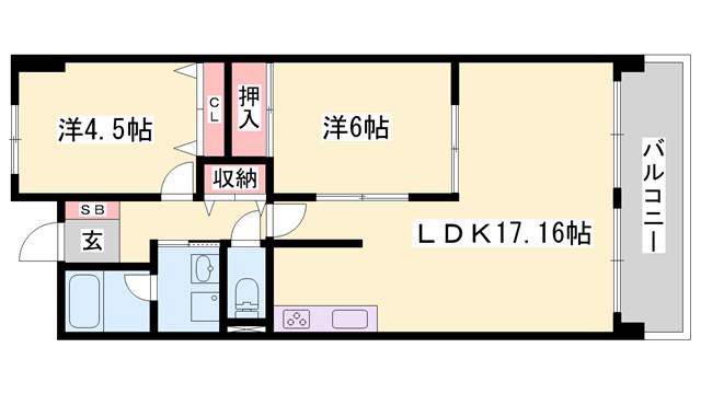 テルツォ南新在家(2LDK/5階)の間取り写真