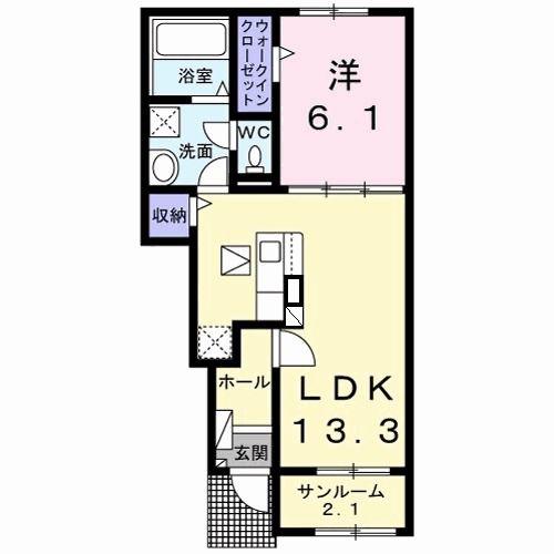 ボヌール金木犀 II(1LDK/1階)の間取り写真