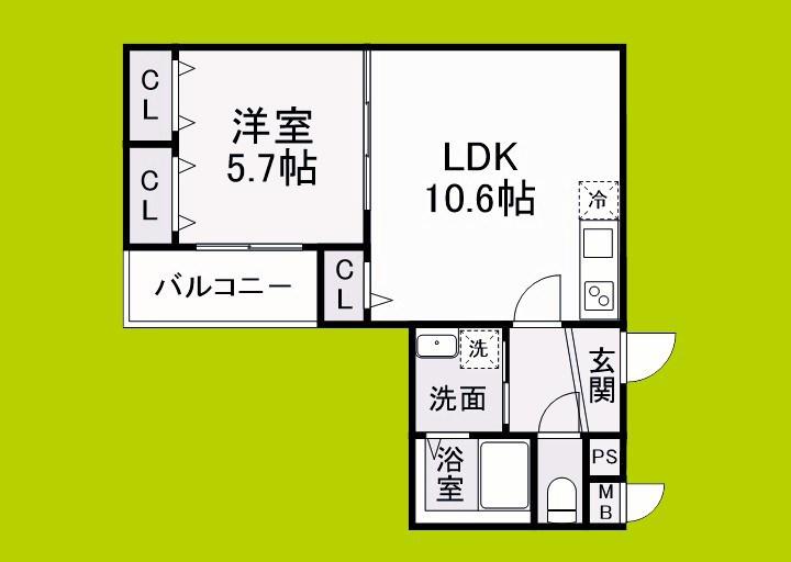 グランシールIII番館(1LDK/2階)の間取り写真