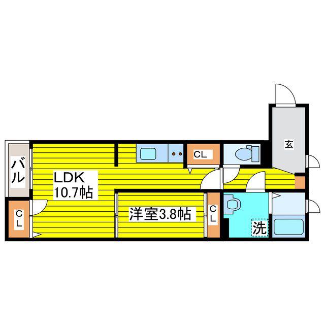 エスアール元町(1LDK/3階)の間取り写真