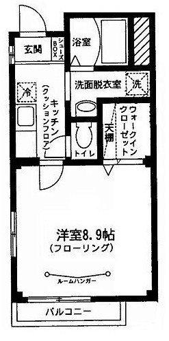 アスール(1K/3階)の間取り写真