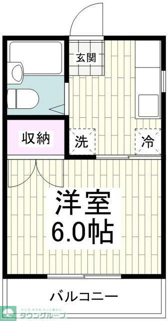 フロンティア92A棟(1K/2階)の間取り写真