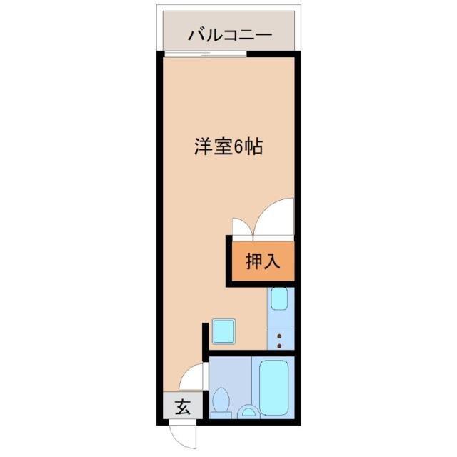 ミドルリバー(ワンルーム/1階)の間取り写真
