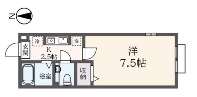 ビオラハイム(1K/2階)の間取り写真