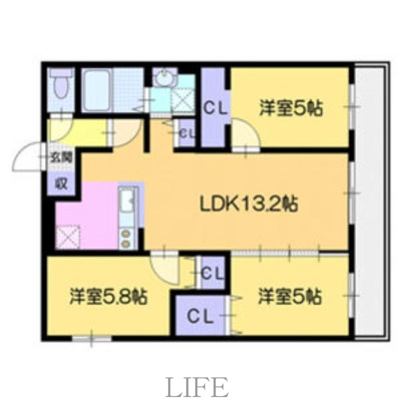 エルプラス中の島(3LDK/4階)の間取り写真