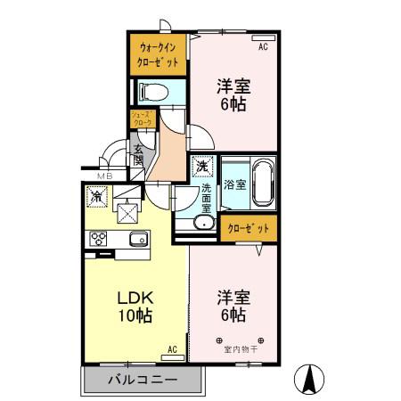 ロイジェントパークス レイクタウン III O(2LDK/2階)の間取り写真
