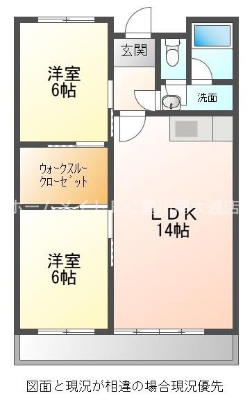 ハイツリバーサイド(2LDK/6階)の間取り写真