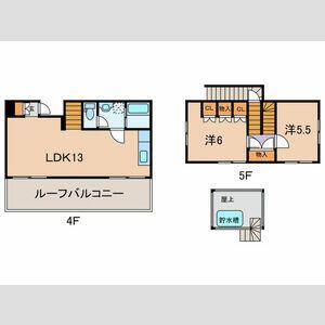 ドミサイルアザブ(2LDK/4階)の間取り写真