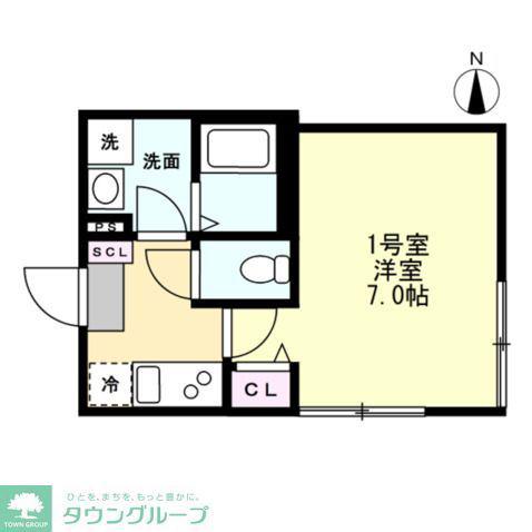 ベイルームハイム大和中央A(1K/2階)の間取り写真