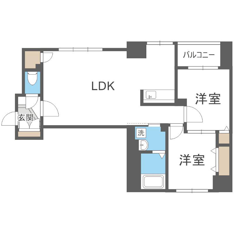 フェイス(2LDK/9階)の間取り写真