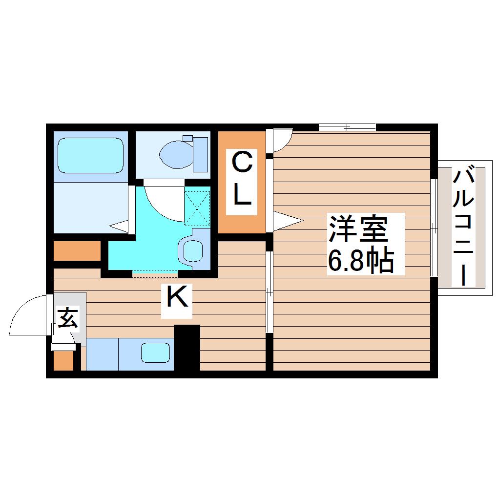 カーサ青葉(1K/1階)の間取り写真