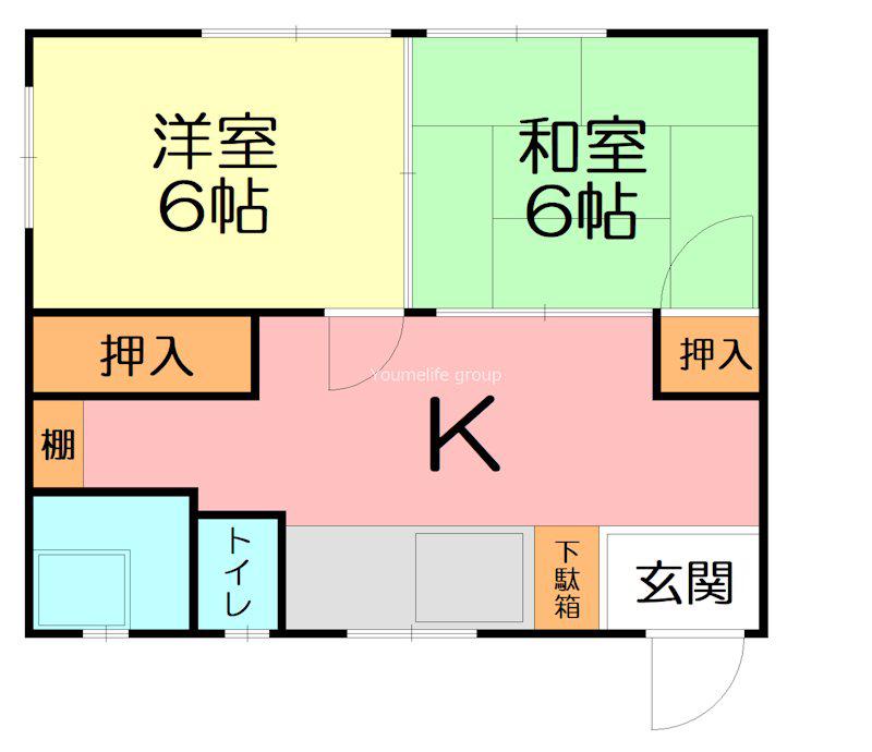 よしみ荘(2K/1階)の間取り写真
