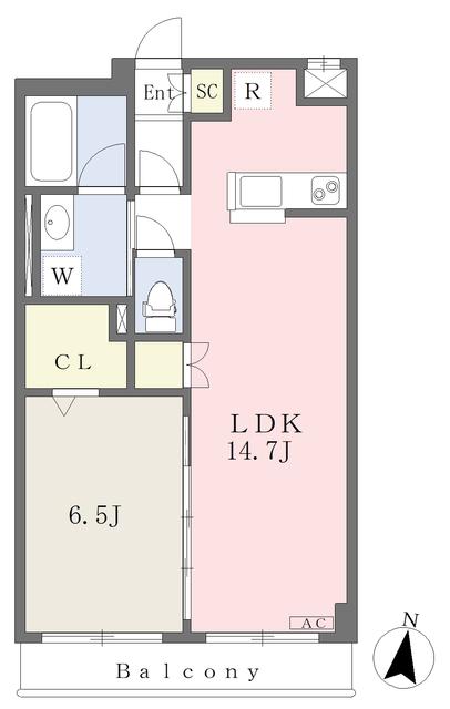 エルパーク西ノ内(1LDK/5階)の間取り写真