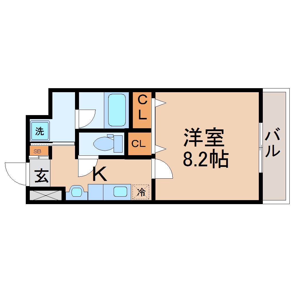 アイーラ渡辺(1K/4階)の間取り写真
