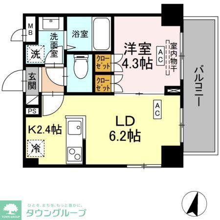 ロイジェント西新井(1LDK/4階)の間取り写真