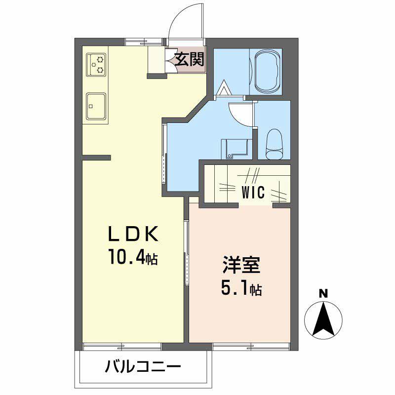 ヴィラ旭川C(1LDK/2階)の間取り写真