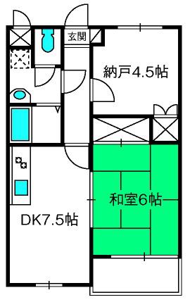 グリーンヒルアドバンス(2DK/2階)の間取り写真