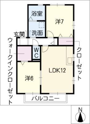 DUO CHANTER(2LDK/1階)の間取り写真