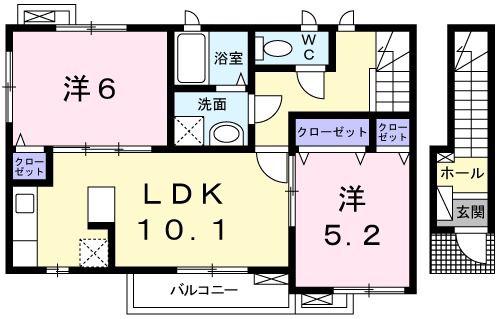 ポーシェガーデン6(2LDK/2階)の間取り写真