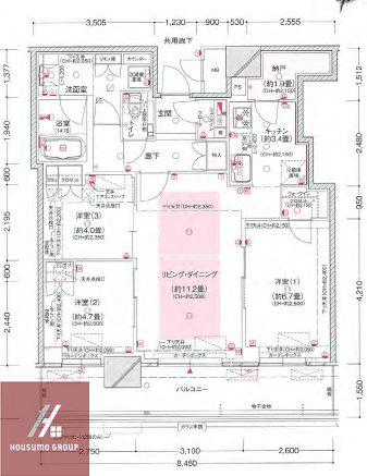 ブランズタワー梅田ノース(3LDK/38階)の間取り写真