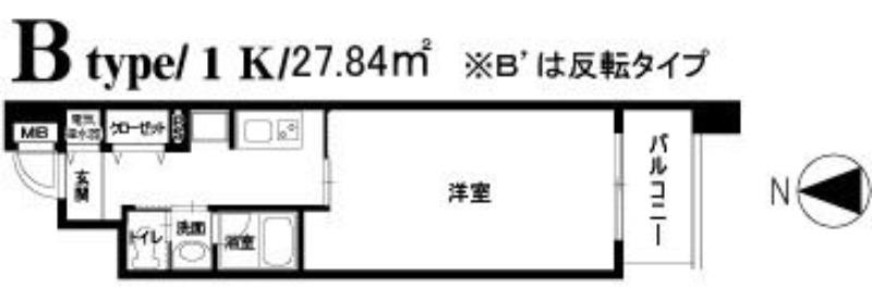 アムズメイプル扇町(1K/3階)の間取り写真