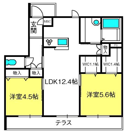 MAISON SIRIUS(2LDK/1階)の間取り写真