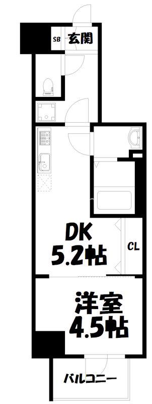 エステムコート京都ステーションII(1DK/10階)の間取り写真