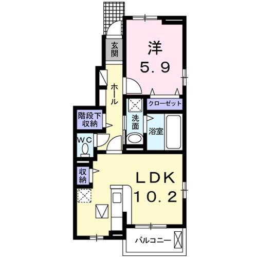 フローリッシュ I(1LDK/1階)の間取り写真