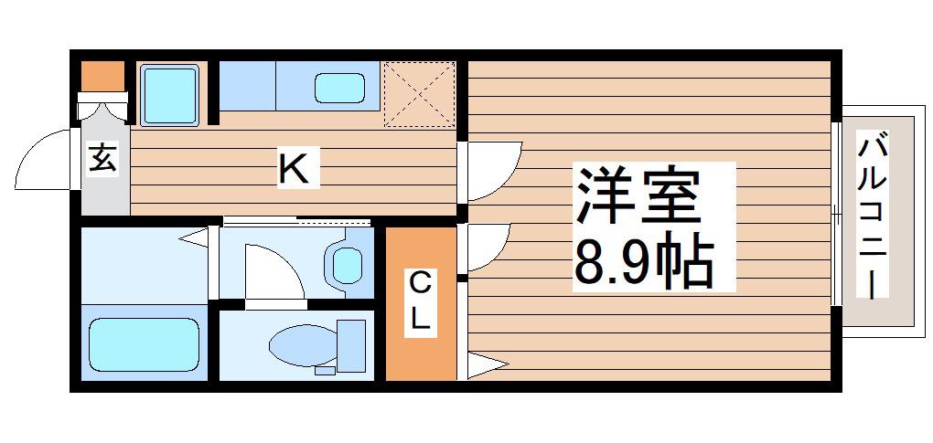 GIARDINO泉中央II(1K/1階)の間取り写真