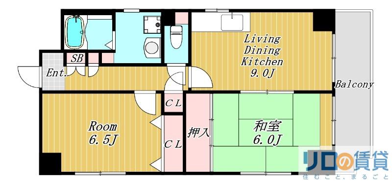 ドムール三国2番館(2LDK/5階)の間取り写真