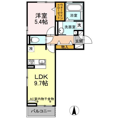 アンソレイユ(1LDK/2階)の間取り写真