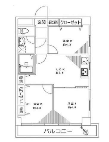 スカイハイツ清新(3LDK/2階)の間取り写真