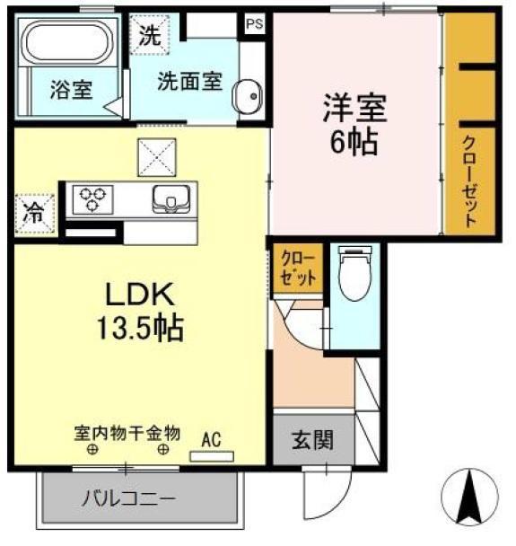 サンリットM(1LDK/1階)の間取り写真