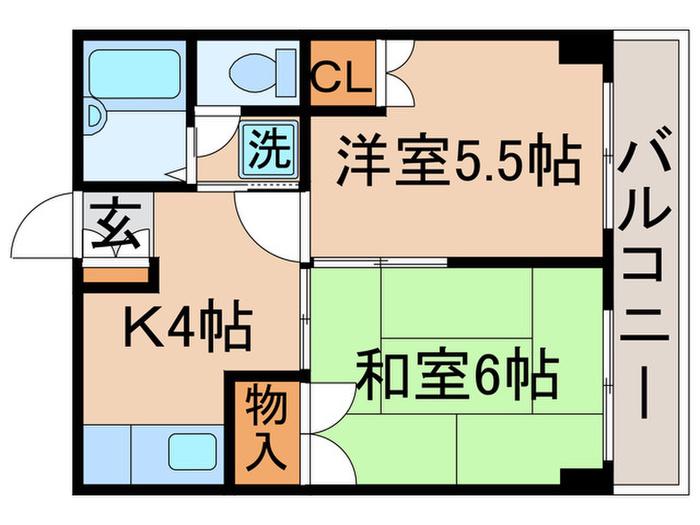 ハイネスマリモ(2K/3階)の間取り写真