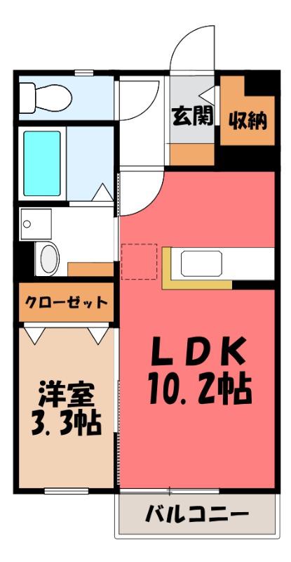サニーハウス下之城(1SK/2階)の間取り写真