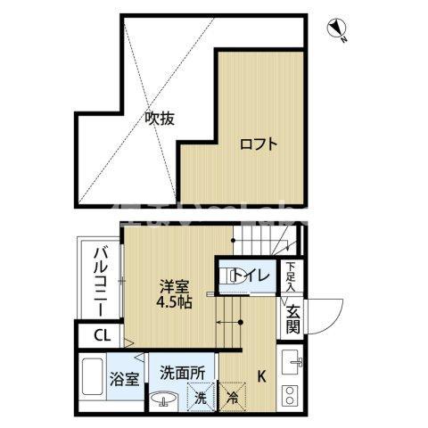 GLANZ(ワンルーム/2階)の間取り写真