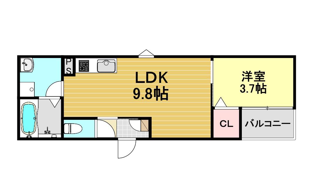 LECOCON津島II(1LDK/1階)の間取り写真