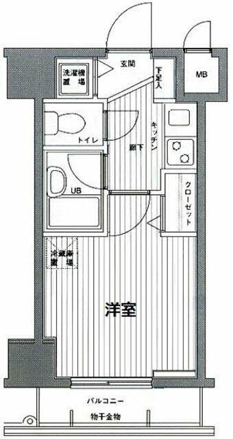 グランドガーラ麻布十番(1K/6階)の間取り写真