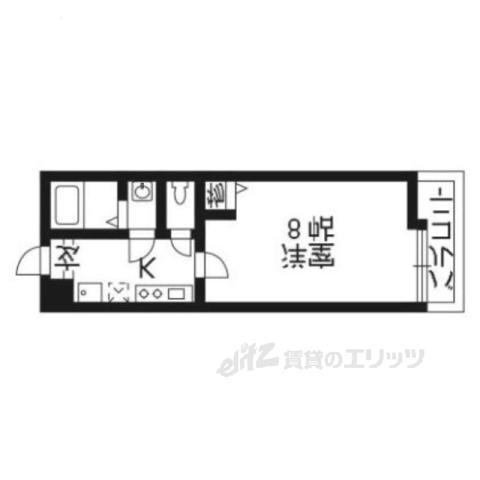 MPIS京都西院(1K/2階)の間取り写真