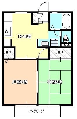 アライブA棟(2DK/2階)の間取り写真