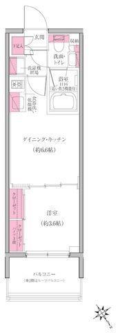 レジディア門前仲町プレイス(1DK/8階)の間取り写真