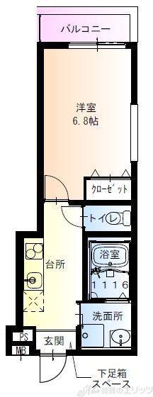 フジパレス下新庄駅南II番館(1K/3階)の間取り写真